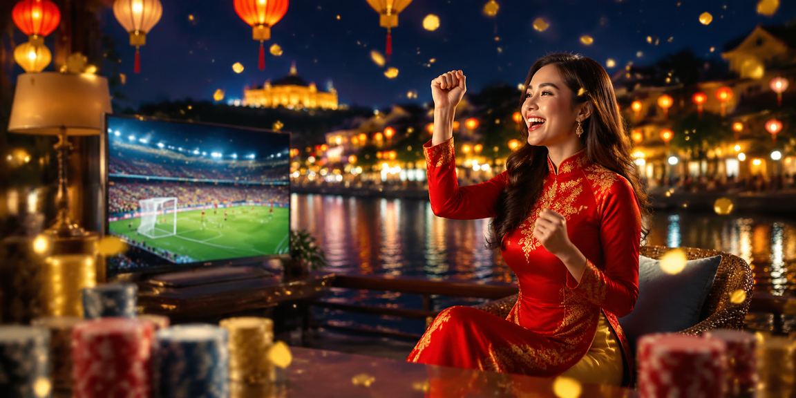 Người dùng Huế trong áo dài xem ưu đãi cược dịp lễ hội