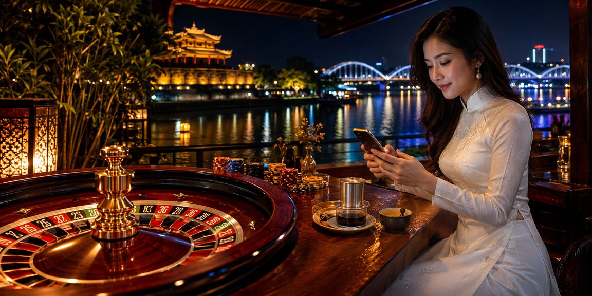 Khung cảnh Huế với roulette minh họa trải nghiệm casino có quy tắc
